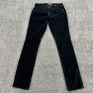 Lucky Brand Pants Womens 0/25 Black Velvet Slim Straight Pockets Logo Casual